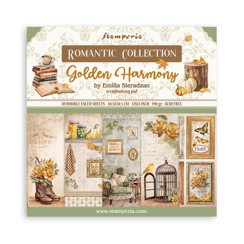 SCRAPBOOKING PAD 10 SHEETS - Golden Harmony - Дизайнерски блок 12"x12" 