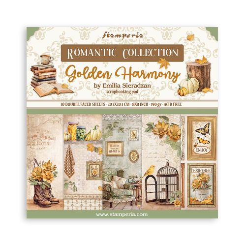 SCRAPBOOKING SMALL PAD 10 SHEETS CM 20,3X20,3 (8"X8") - Golden Harmony