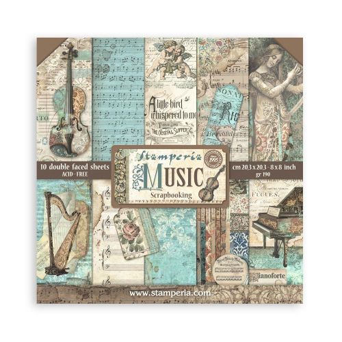 SCRAPBOOKING SMALL PAD 10 SHEETS CM 20,3X20,3 (8"X8") - Music