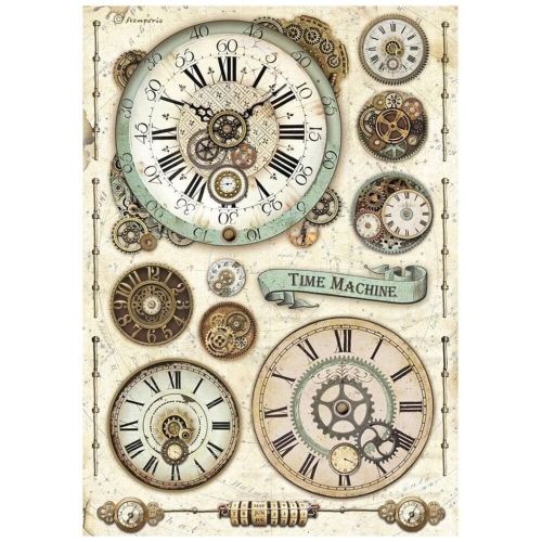 STAMPERIA, A4 Rice Paper  Voyages Fantastiques Clock