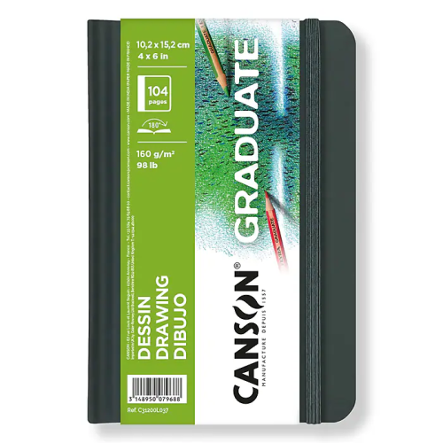 CANSON SKETCH & DRAWING 10.2х15,2 - Твърди корици за молив, въглен 52л / 160g