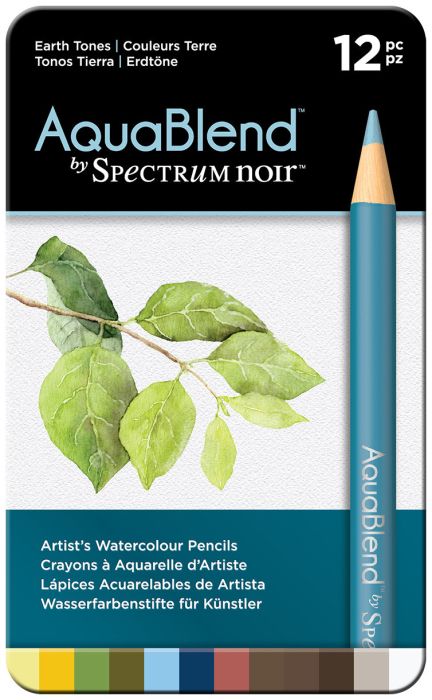 # Spectrum Noir AQUABLEND Pencils SET - Метална кутия АКВАРЕЛНИ дизайн моливи 12цв  -  EARTH TONES