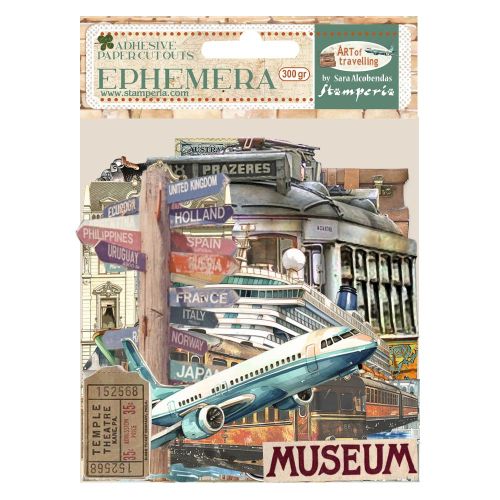 Ephemera - Art of Travelling -  Kомплект самозалепващи хартиени елементи - 16 х 16 см.