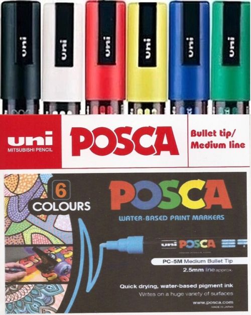 POSCA MEDIUM MARKER SET - Комплект акрилни маркери  BASIC 6