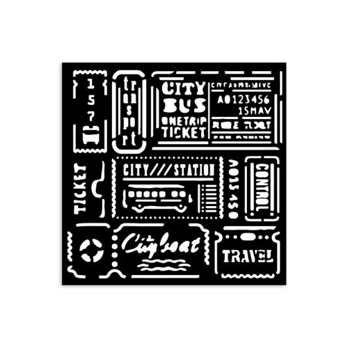 Stamperia, Thick Stencil 12x12cm Art of Travelling tickets