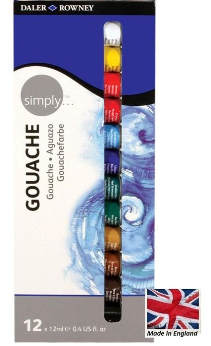 Фини темперни бои 12цв  - Daler Rowney Gouache Set of 12 x 12ml 