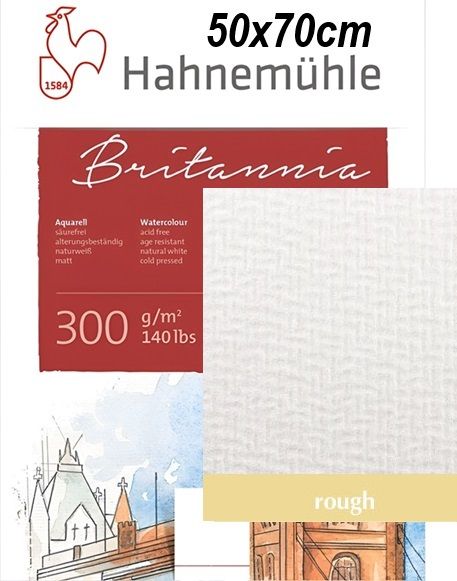 HAHNEMUHLE АКВАРЕЛНА ХАРТИЯ BRITANNIA ROUGH 300г 50x70cm ГРАПАВА