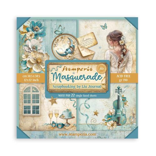 SCRAPBOOKING PAD 22 SHEETS CM 20,3X20,3 (8"X8") Single Face Masquerade