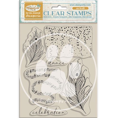 Acrylic stamp cm 14x18 - Masquerade feathers