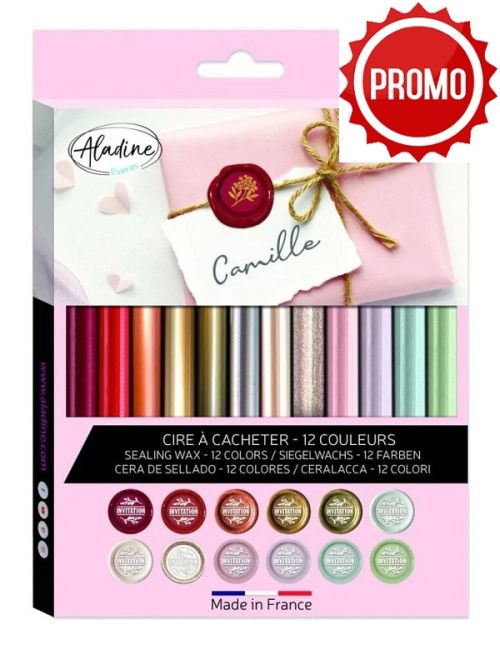 Aladine - 12 Wax Sticks ASSORTED COLORS - Wax Seal - for Wax Gun 