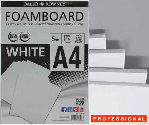 DR, FOAM BOARD WHITE - ПЕНОКАРТОН A4 5мм. 10 бр. за макети и др.