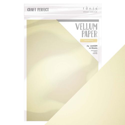 Tonic Studios • Vellum Paper Pearled gold А4 - Паус Злато - 10 бр.