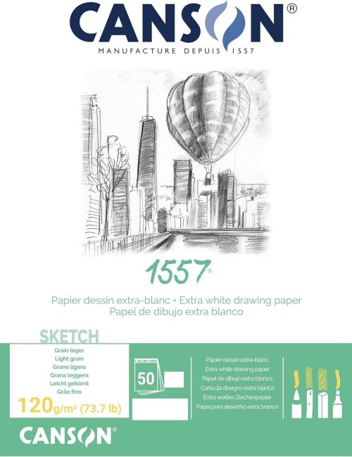 CANSON 1557 120gsm A4 White Sketch Paper Pad - Скицник А4  50л лека стр.  120г
