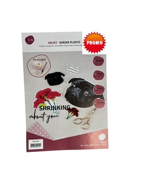 SHRINK PLASTIC INKJET A4 / 5бр - Шринк пластмаса за INKJET PRINTERS # БЯЛА