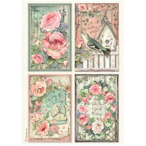 STAMPERIA - House of Roses 4 cards - Оризова декупажна хартия A4