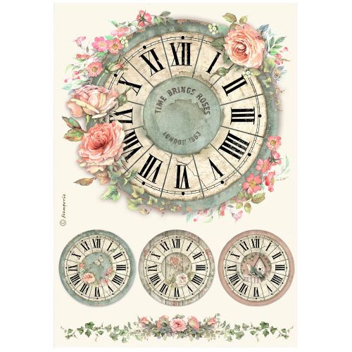 STAMPERIA - House of Roses clock - Оризова декупажна хартия A4
