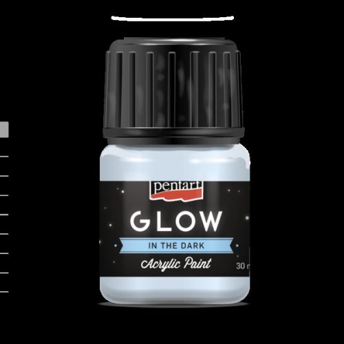 PENTART GLOW - Фина акрилна боя светеща на тъмно, 30 мл. - Фосфорна Светло синя