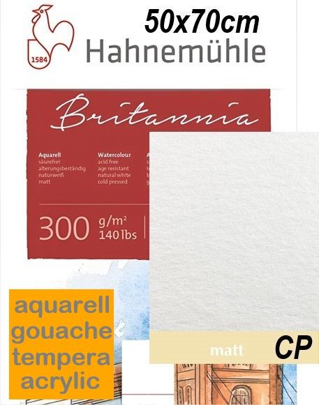 HAHNEMUHLE АКВАРЕЛНА ХАРТИЯ BRITANNIA МАТ 300г 50x70cm студена преса
