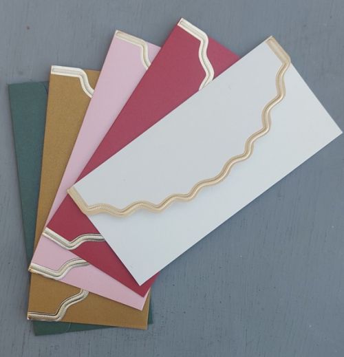 LUXUS ENVELOPES  - Лукс пликове перлен картон 9 x 19cm 5бр микс