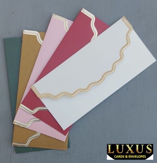 LUXUS ENVELOPES  - Лукс пликове перлен картон 9 x 19cm 5бр микс