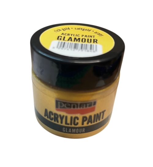 PENTART , GLAMOUR  - Фина металикова акрилна боя, 50 мл. - Искрящо Злато