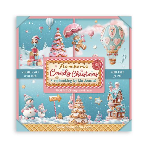 SCRAPBOOKING PAD 22 SHEETS CM 20,3X20,3 (8"X8") Single Face, Candy Christmas