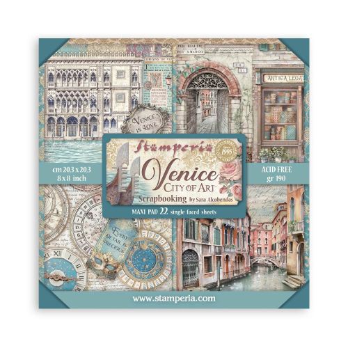 SCRAPBOOKING PAD 22 SHEETS CM 20,3X20,3 (8"X8") Single Face, Venice City of Art