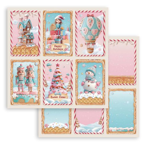 STAMPERIA, Candy Christmas 6 cards 12x12 Inch Paper Sheets