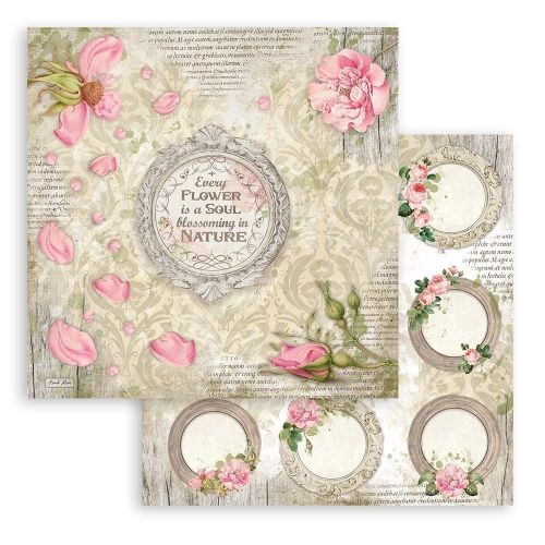 STAMPERIA, Romantic Garden House Garlands Paper Sheets - Дизайнерски скрапбукинг картон 30,5 х 30,5 см.