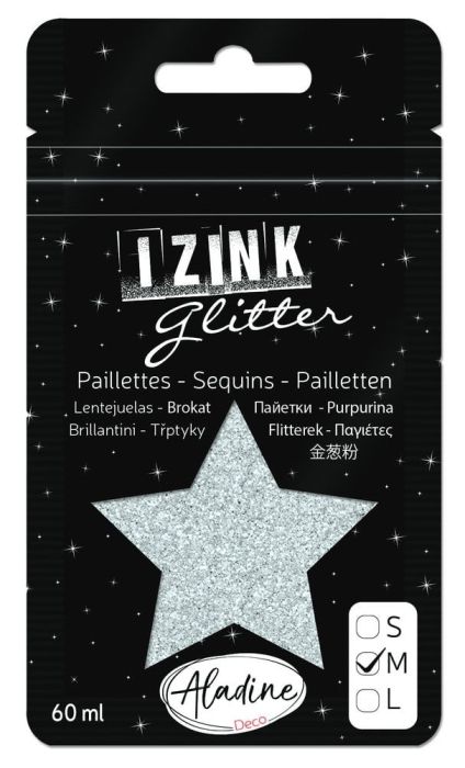 IZINK GLITTER S - Диамантен брокат за декорация 60ml Silver-1