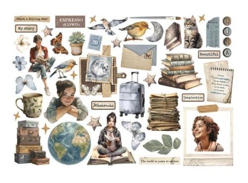 Secret Diary Ephemera - Stamperia - Kомплект самозалепващи хартиени елементи - 16 х 16 см.