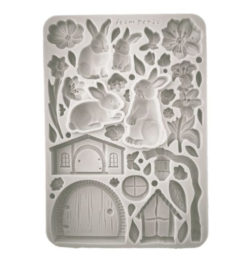Silicon mold A5 - Rabbit and flowers