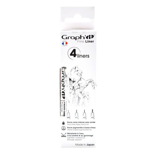 GRAPH IT 4 FINE LINERS  - Профи комплект тънкописци BLACK 