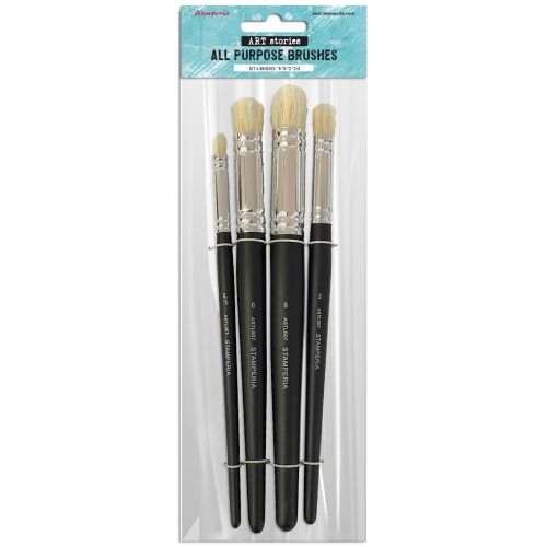Set of 4 Art brushes size 6"-8"-2"-2/0"