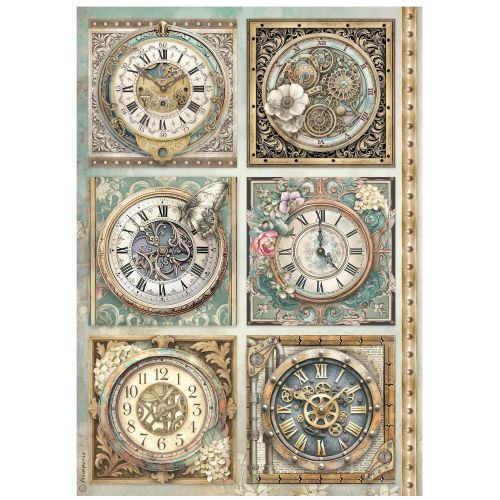 STAMPERIA - Gardens of Time 6 clocks - Оризова декупажна хартия A4