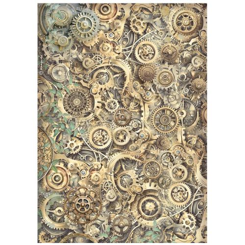 STAMPERIA - Gardens of Time gears pattern - Оризова декупажна хартия A4