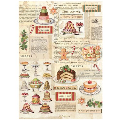 Оризова декупажна хартия A4 STAMPERIA  Classic Christmas sweets
