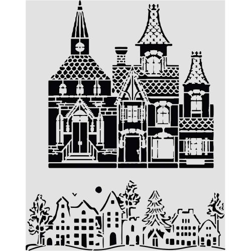 Stamperia, Cut laser stencil for Art and Craft cm 20X25 - Christmas house