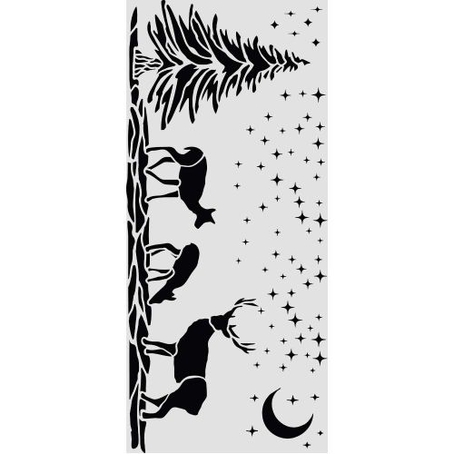 Stamperia, Cut laser stencil for Art and Craft cm 12X25 - Christmas deers