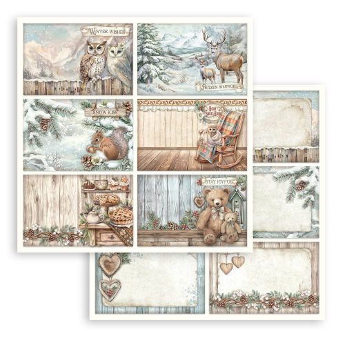 STAMPERIA, 12”x12” (30.5cmX30.5cm) Double sided printed sheet – The Owl's House 6 postcards