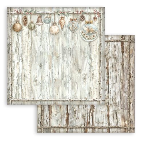 Дизайнерски скрапбукинг картон 30,5 х 30,5 см. - White Christmas wooden pattern