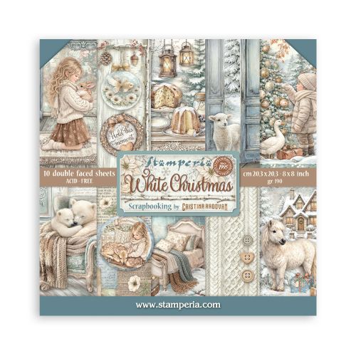 Дизайнерски блок 10+2бр. - White Christmas - 20.5 х 20.5CM