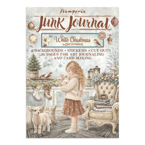 Дизайнерски блок  с елементи JUNK JOURNAL STICKERS  White Christmas