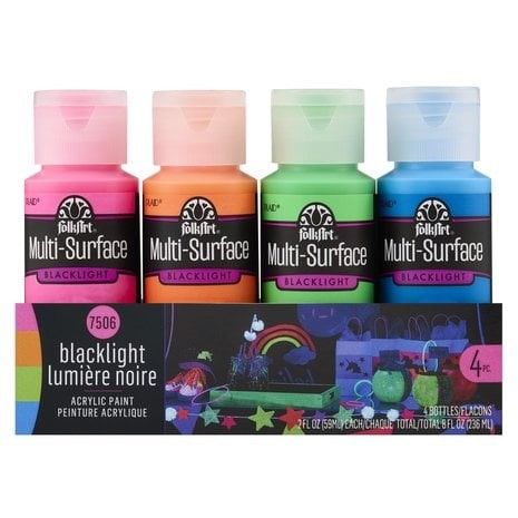 Multi-Surface Neon Blacklight Paint Set 4x2 fl oz